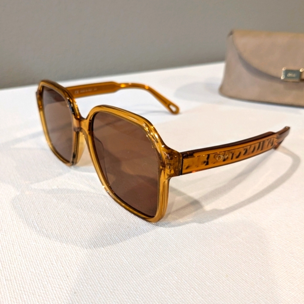 Chloé CE761S Oversized Square 52mm Sunglasses Brick Gold Pearl